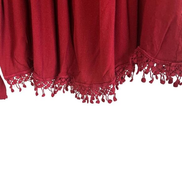 C & V Chelsea & Violet Maroon boho bell ruffle sleeve Size Small - Picture 5 of 7